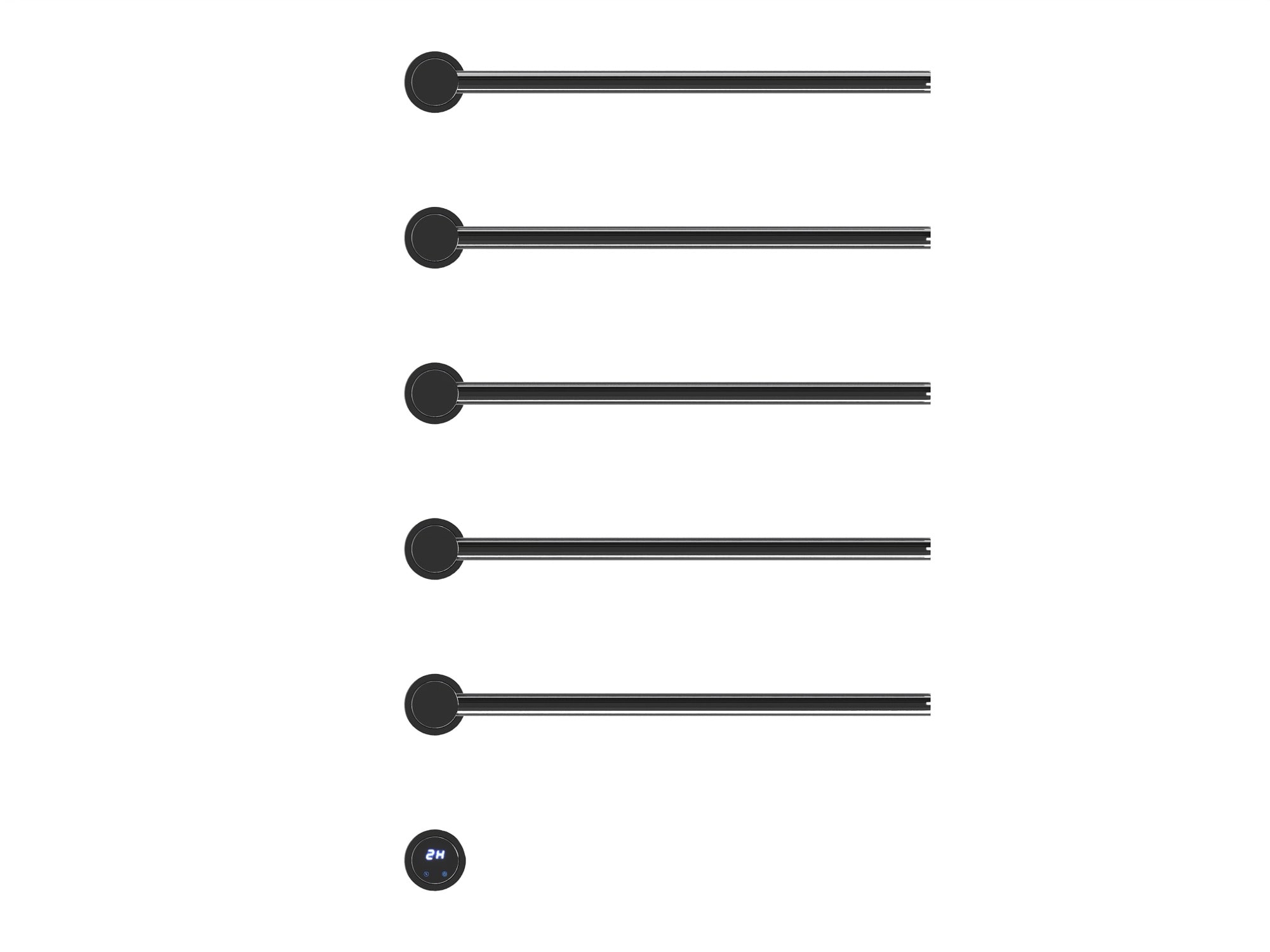 HB-006-5BCH Чёрный Хром Полотенцесушитель встраиваемый электрический